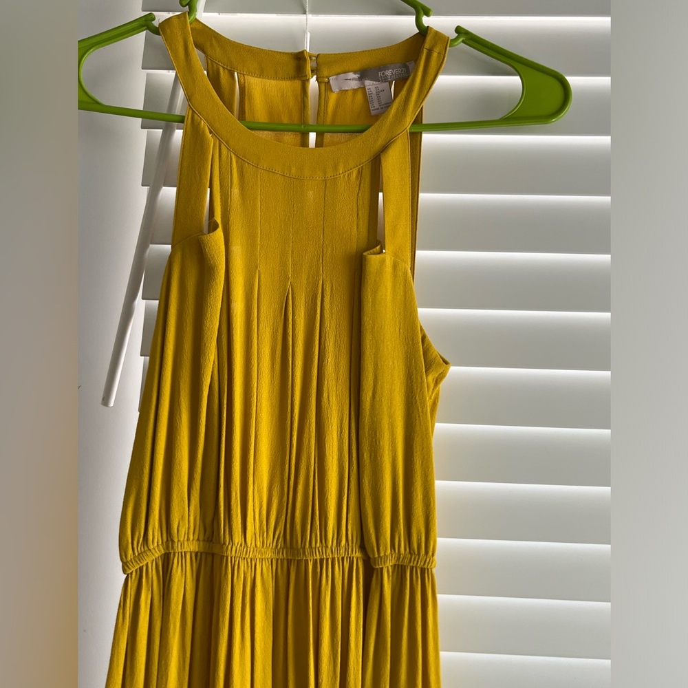 Forever 21 Mustard Yellow Cutout Floor-Length Dress